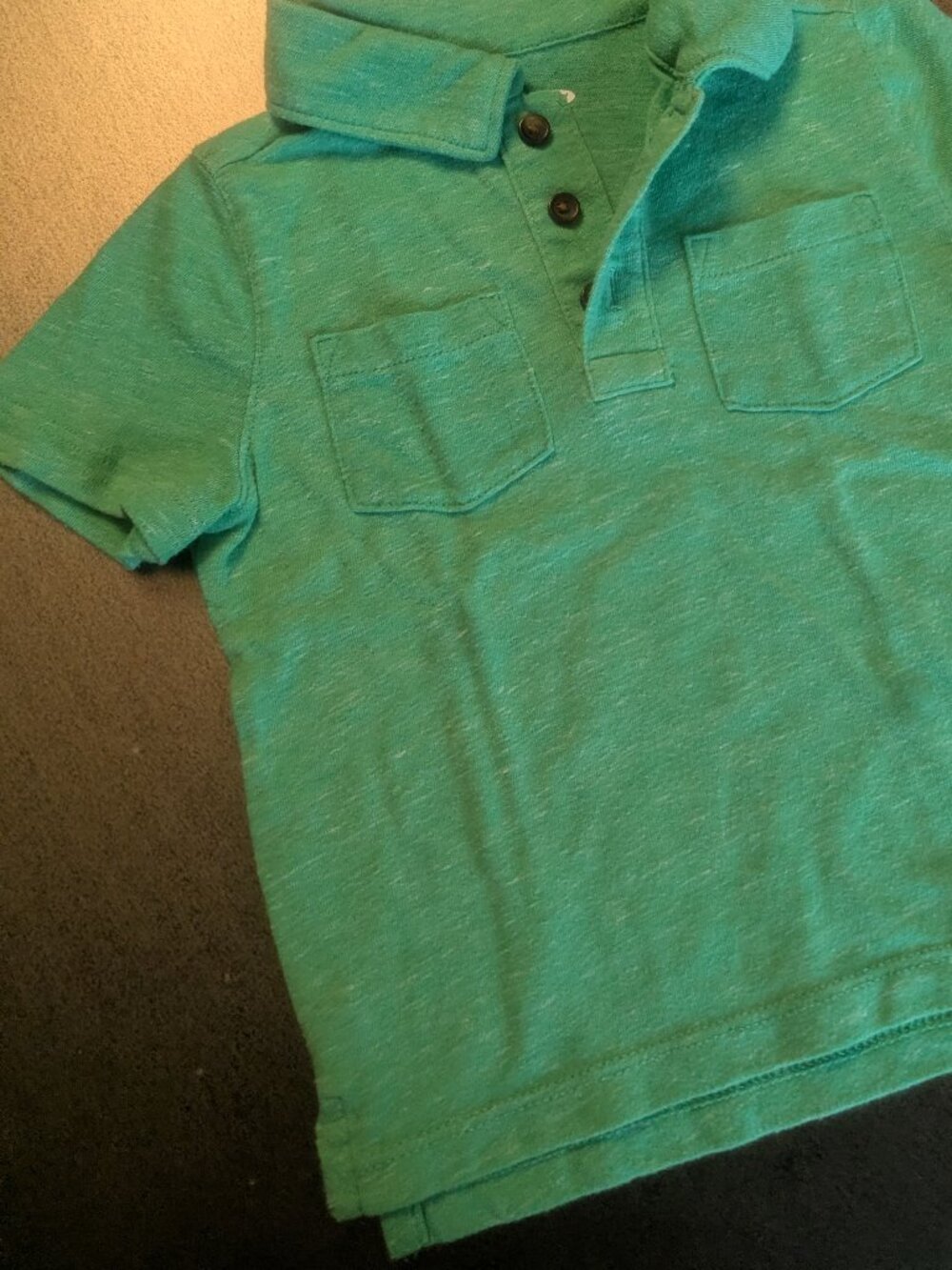 3/$10 - Kelly / Emerald Green Heathered Polo Tee 12-18mos